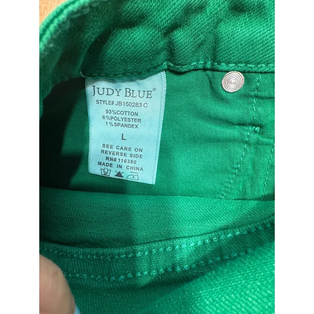 Judy Blue Green High Rise‎ Cuffed Denim Shorts Womens Size Large